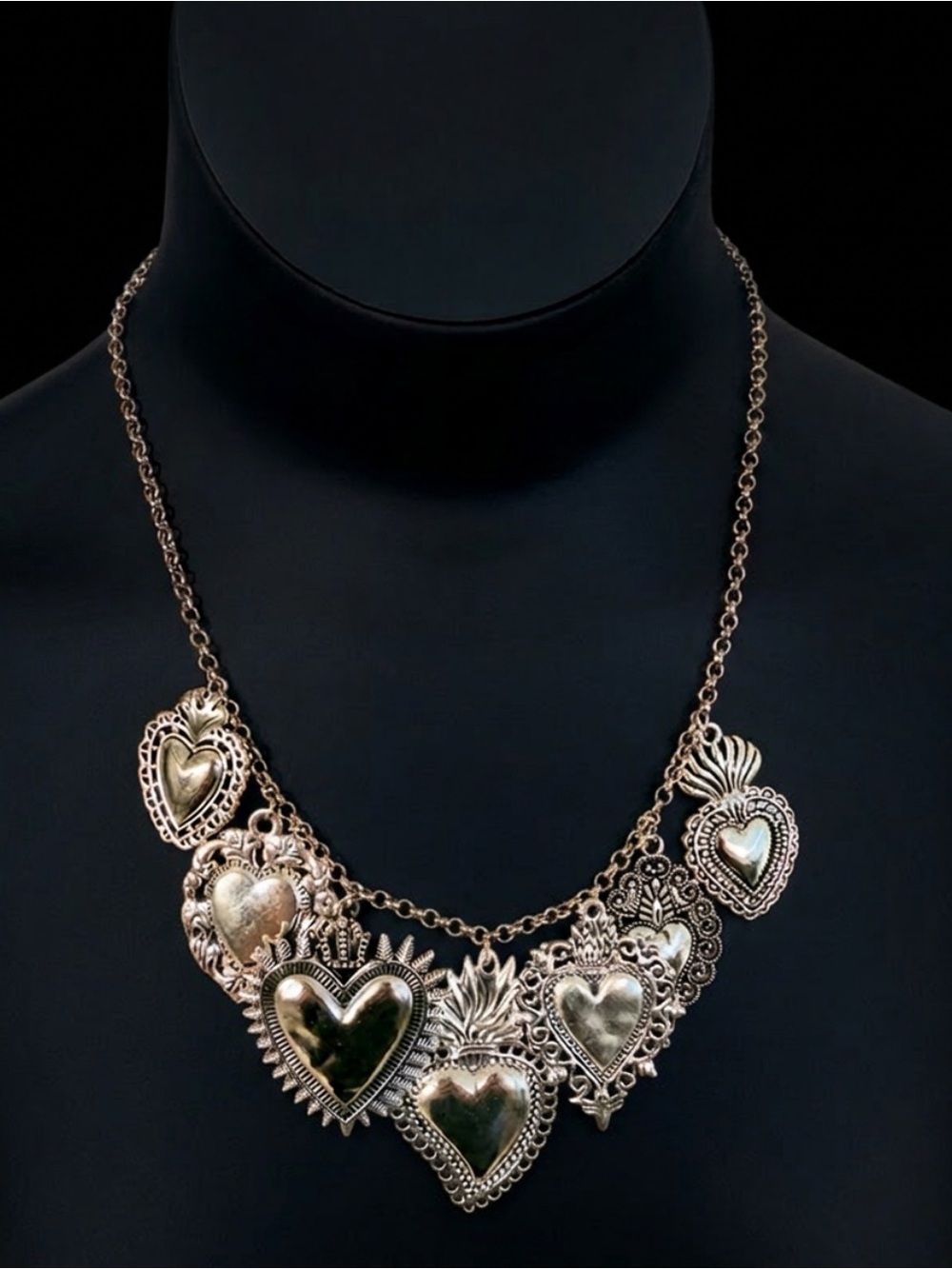 Statement Heart Medallion Necklace -  Women Jewelry
